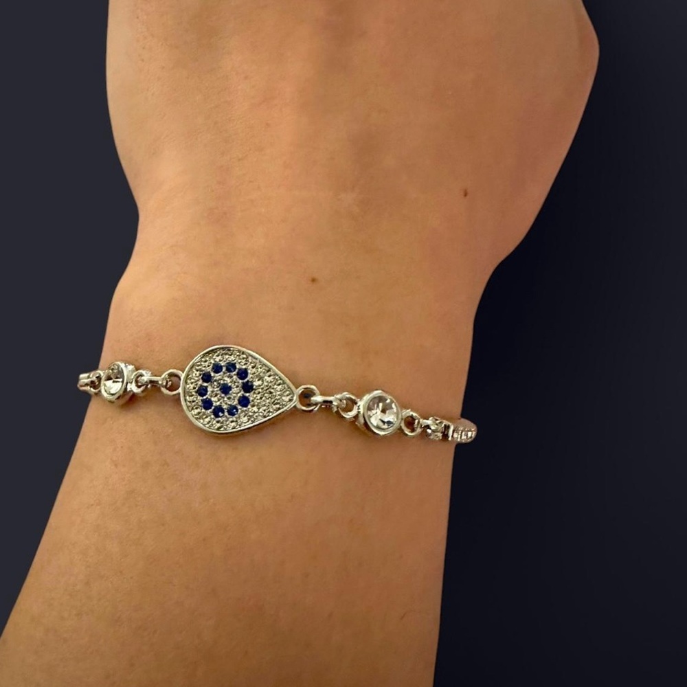 Elegant Silver and Blue Bracelet Turkish Evil Eye Bracelet